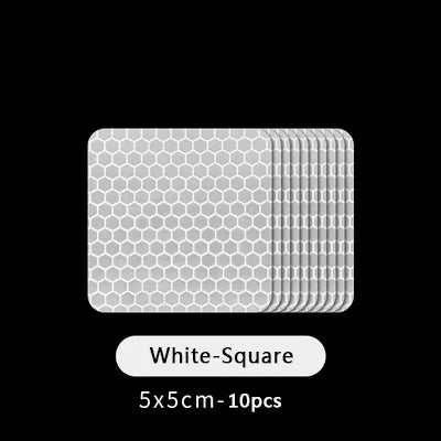 Ensemble de 10 autocollants réfléchissants carrés blancs pour sécurité des portes, mesure 5x5 cm.