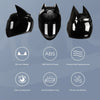 Black full face motorcycle helmet featuring bat ear design, ABS body, streamlined appearance, clear perspective, comfortable 