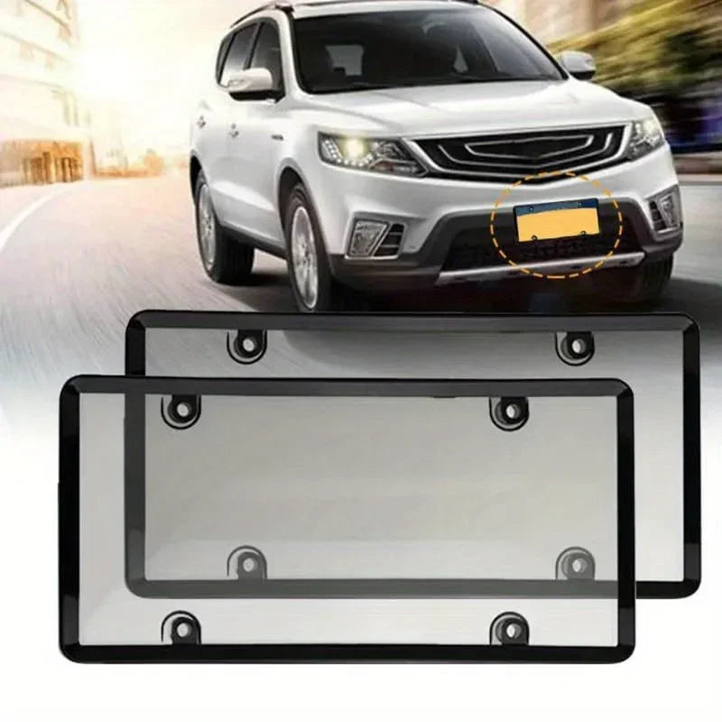 Un cadre en plastique transparent conçu pour protéger la plaque d'immatriculation d'une voiture.