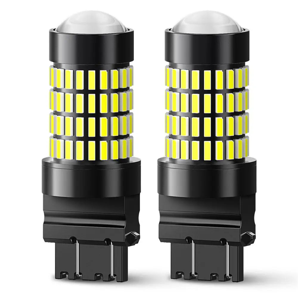 A pair of multi-color LED brake lights with a black housing and yellow light elements.