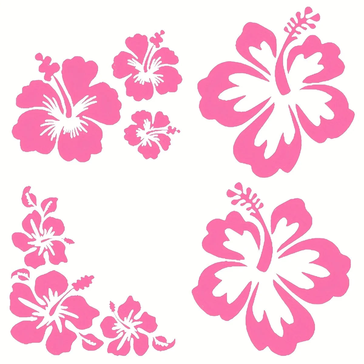 Pinke Hibiskusblütenaufkleber in verschiedenen Blütenformen und -größen