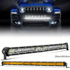 An ultra bright LED light bar for off-road vehicles shown in two configurations.