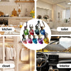 A collection of skull-shaped car air fresheners in various colors and scents shown alongside kitchen, toilet, closet, and int