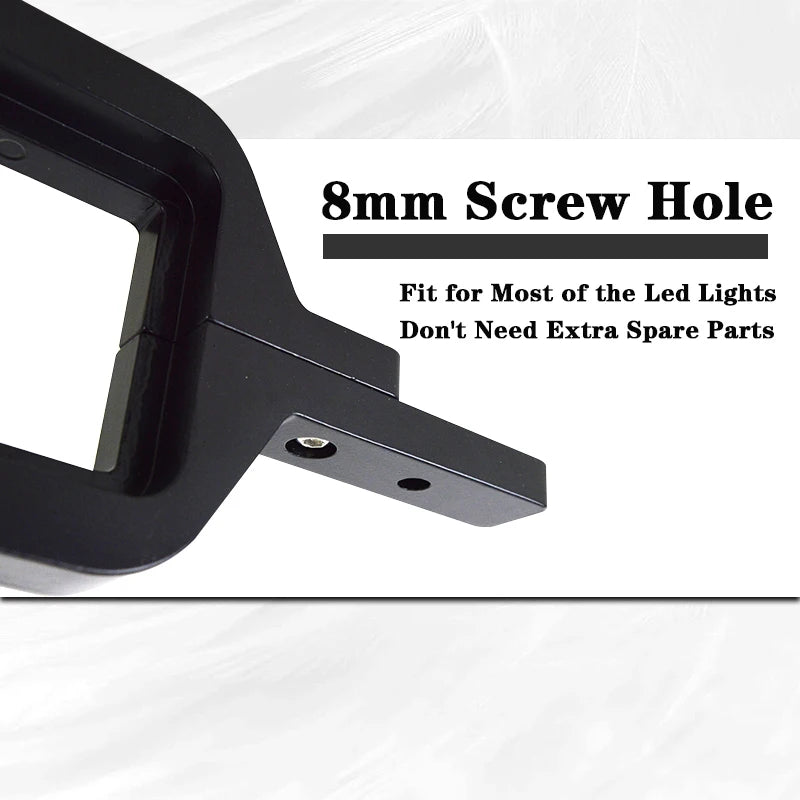 Black dual LED pod mount brackets with 8mm screw holes for fitting led lights.