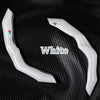 White carbon fiber steering wheel cover shown against a black background.