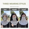 Trois styles de masque ou de cagoule respirante portée par une femme.