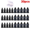 A set of 30 black metal nails and a screwdriver for universal tubeless tire repair.