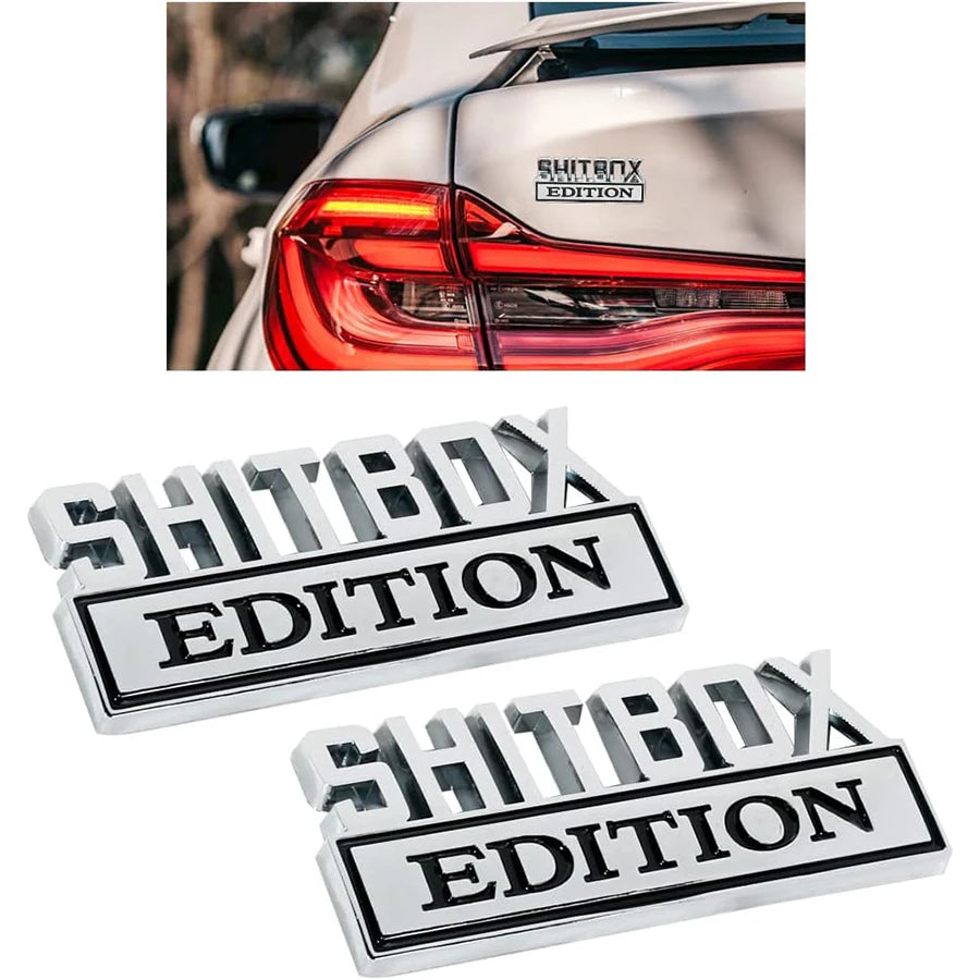 A set of three metal 3D car exterior logo decals for automotive customization.