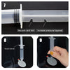 Diagrams showing how to use a vacuum card slot and increase pressure bayonet for windshield repair