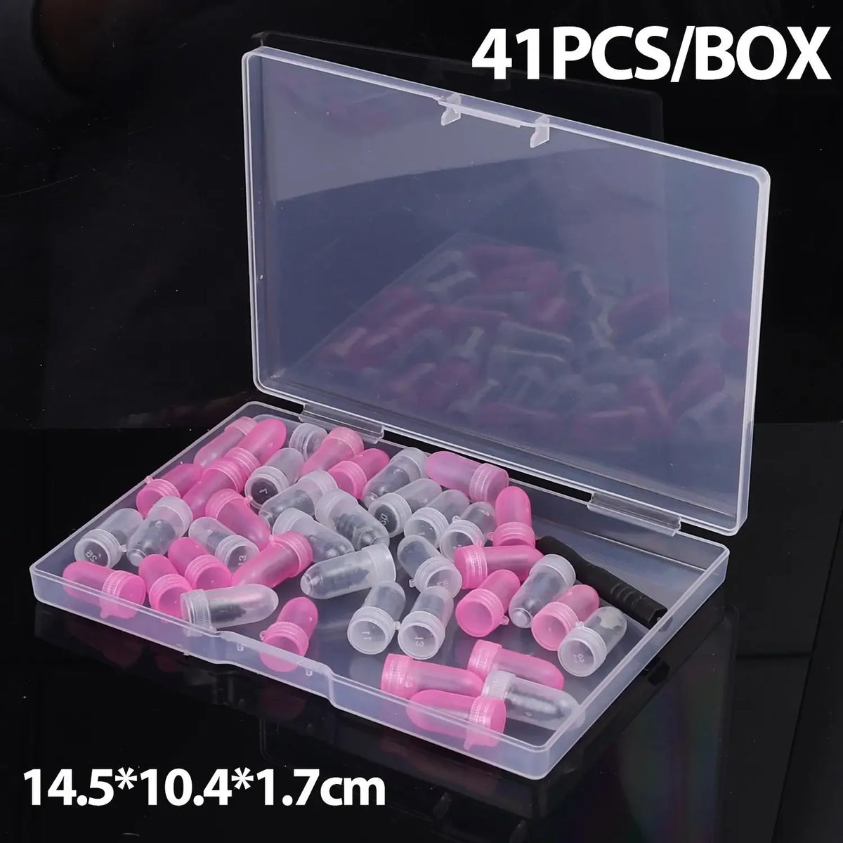 A box containing 41 reusable rubber plugs for tire repair, packaged in clear plastic.