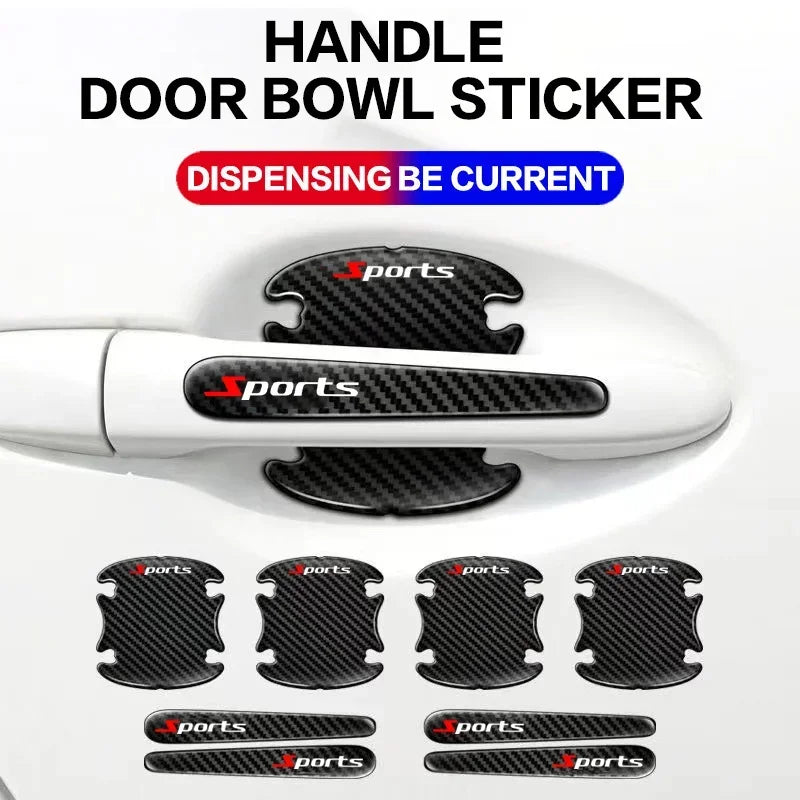 A set of sports branded handle door bowl stickers and scratch protection kits for car doors.