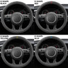Four steering wheel covers in black, red, yellow, and blue for VW Golf, Passat, and Polo cars