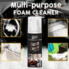 A bottle of multi-purpose foam cleaner spray with various foam cleaning applications shown in close-up shots.