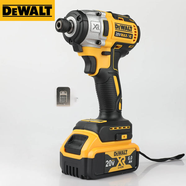 مثقاب تأثير لاسلكي DeWalt XR 20V باللونين الأصفر والأسود بخط غشائي
