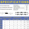 Specifications table detailing dimensions, wire sizes, and cable sizes for heat shrinkable tubing products.