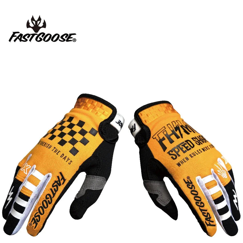 Gants de moto FastGoose orange et noir pour vélo et VTT