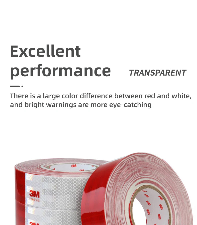 Roll of red and white high-visibility reflective decal for trucks and vehicles