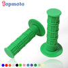 Green gel rubber handlebar grips with textured cylindrical handles and flat bases