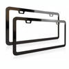 A set of black license plate frames for a car, shown in a horizontal arrangement.
