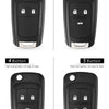 Five variations of a black flip remote car key with different button configurations