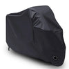 Housse universelle noire pour motos et scooters, vue de côté.