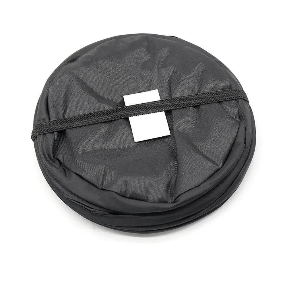 Black waterproof collapsible bag designed for a car trash can.