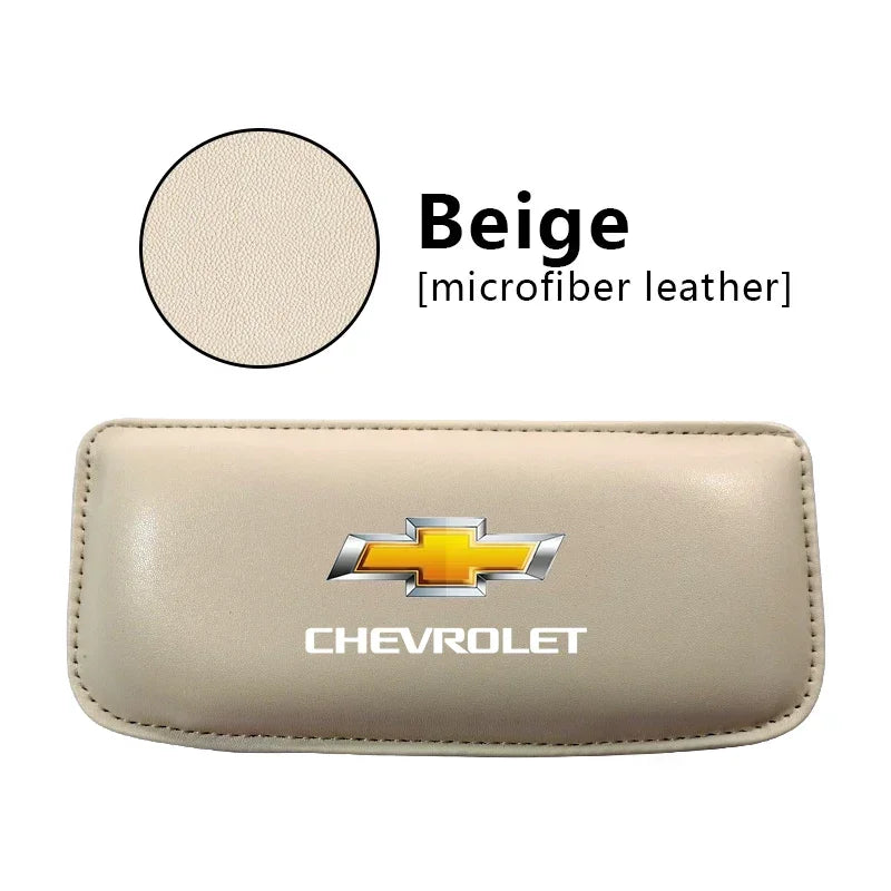 Beige microfiber leather car key fob with a Chevrolet emblem