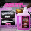 Pink concentrated car shampoo wash and wax product being used on a car paint surface.