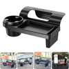 Black multi-purpose car door storage organizer with a cup holder and phone mount