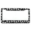 Black and white paw print decorative license plate frame for US cars