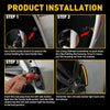Three steps showing the installation of smoked LED side marker lights into a vehicle's fender liner and light assembly.