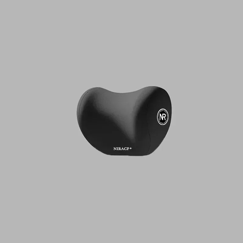 Black ergonomic memory foam car neck and lumbar support pillow.