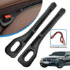 Black PU foldable elastic car seat gap filler organizer tool shown next to a car.