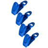 A set of blue comfort-adjustable seat belt clips for safer, tension-free rides.