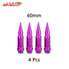 Quatre bouchons de tige universels en aluminium de 60mm pour pneus, couleur rose métallique.