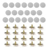 A collection of silver universal auto headliner repair fasteners and clips.