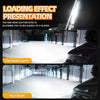 Demonstration of low beam and high beam lighting effects from universal xenon HID car headlights.