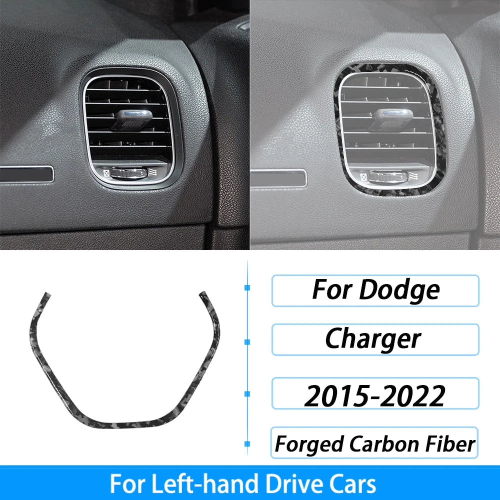 Pegatinas de moldura de fibra de carbono forjada para Dodge Charger con volante a la izquierda