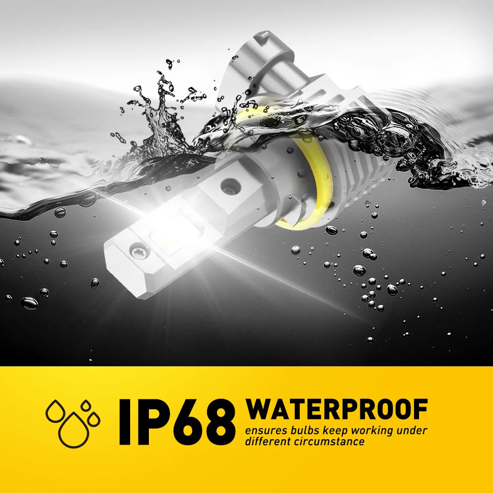 Gros plan d'une ampoule LED étanche IP68 immergée dans l'eau, démontrant sa durabilité.