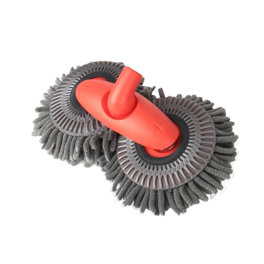 Orange telescopic car washing mop set with a double brush head