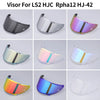 Various colored anti-fog visors for LS2 HJC Rpha12 HJ-42 motorcycle helmets shown from different angles