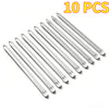 A set of ten silver heavy-duty tire wrenches and rim openers.