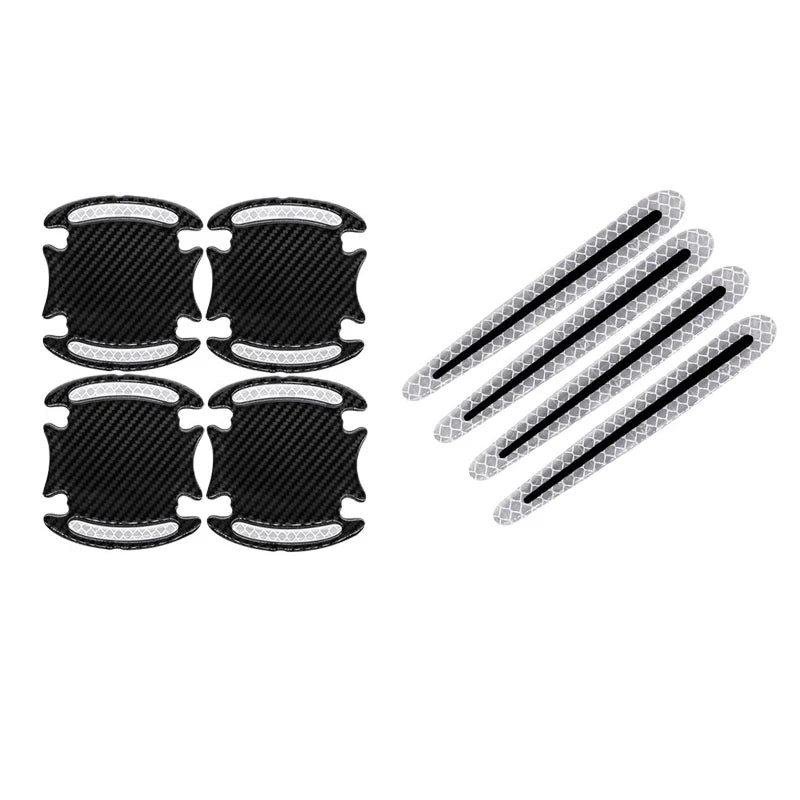 Eight carbon fiber reflective protectors for car door handles