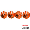 Set of four orange aluminum dice valve caps for tires
