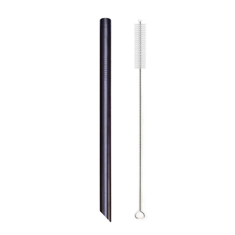 Set wiederverwendbare Trinkhalme aus 304 Edelstahl, inklusive langer und borstiger Halm