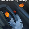 A clear protective cover is installed on a car windshield wiper blade to prevent dust and leaf blockage.