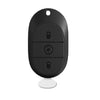 A round, black wireless strobe warning light device with a white base.