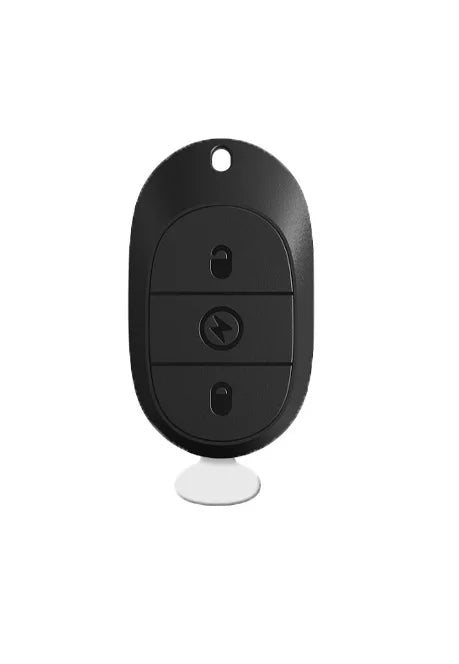 A round, black wireless strobe warning light device with a white base.