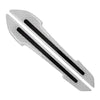 A pair of reflective black strips designed to be installed on car mirrors or door bumpers.