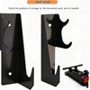 A black jack stand designed to solve storage problems for a horizontal jack and its handle.